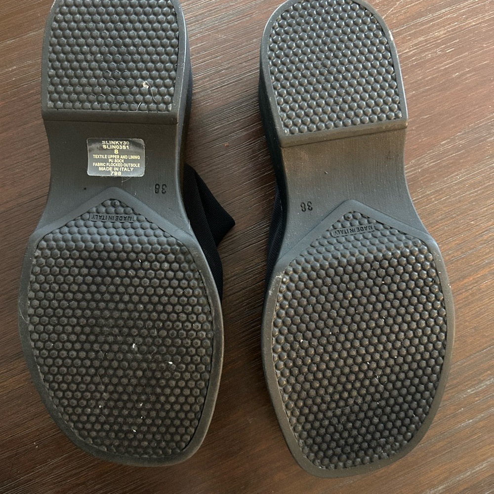 Steve Madden Sz 8 Black slinky30 Platform Stretch Fabric Slides Sandals Italy - Picture 4 of 4